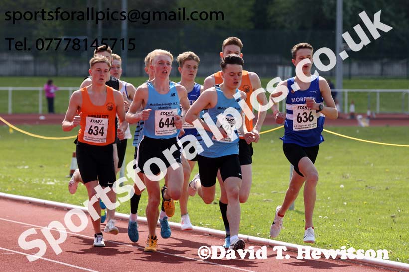 Mens under-20s 1500 metres, 2019 North Eastern Track and Field Champs., Middlesbrough. Photo:  David T. Hewitson/Sports for All Pics